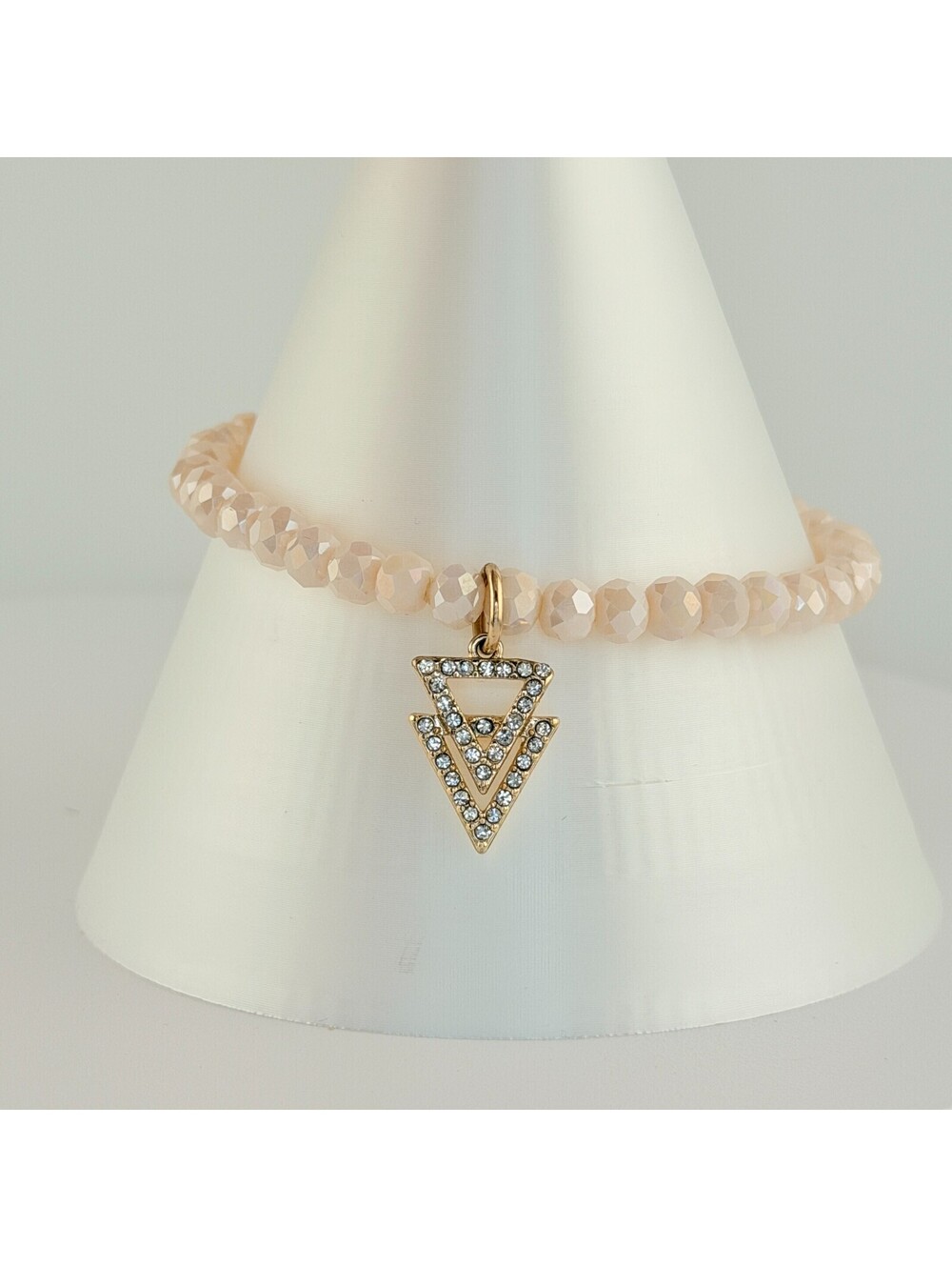 Bomb Party Bracelet - Retro Stretchy Beaded w, Charm on Rose Gold Plating
